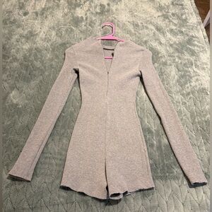 Fashion Nova Gray Long Sleeve Romper